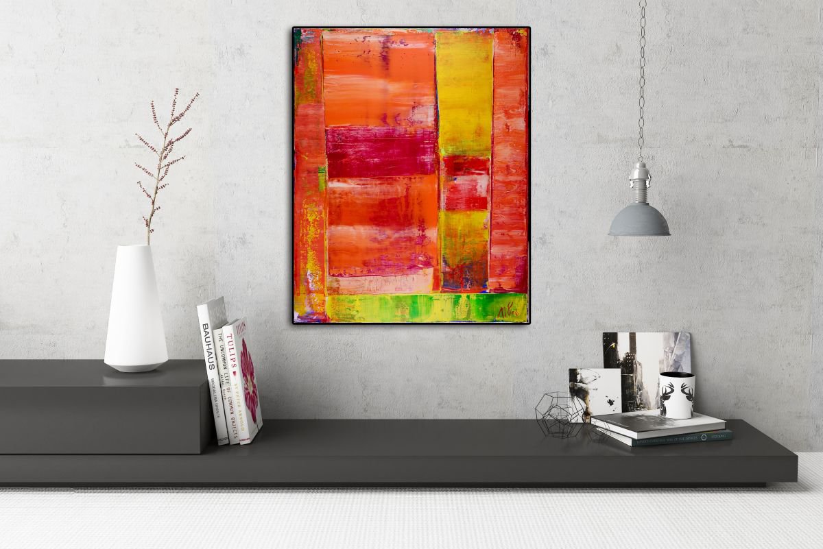 Abstract Acrylic Painting By Nestor Toro, 16 X 20", Three Windows, Original Artwork