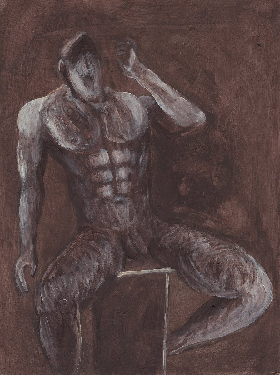 Male Nude With His Head Thrown Back Acrylic Painting By Anton Maliar