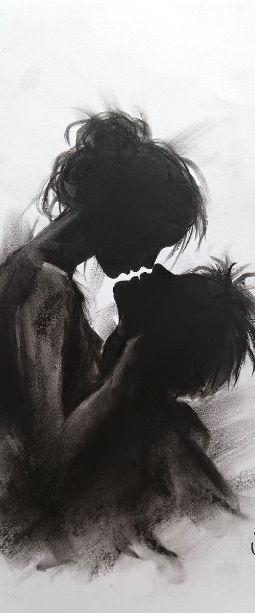 Closer - charcoal drawing by Mateja Marinko