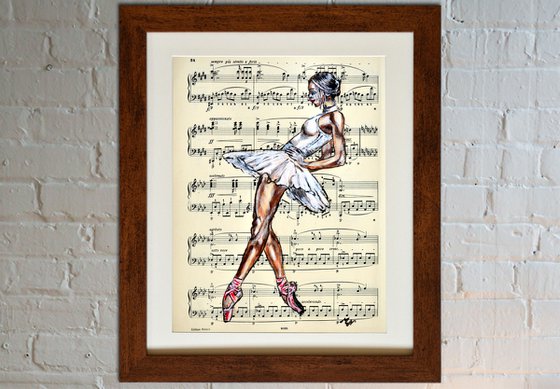 Ballerina XXXVII- Vintage Music Page, GIFT idea