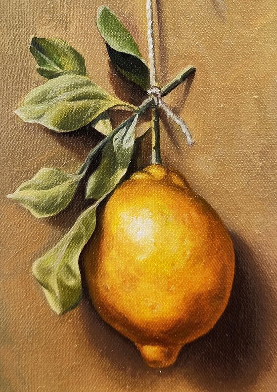 A lemon (20x30cm, oil painting, ready to hang)