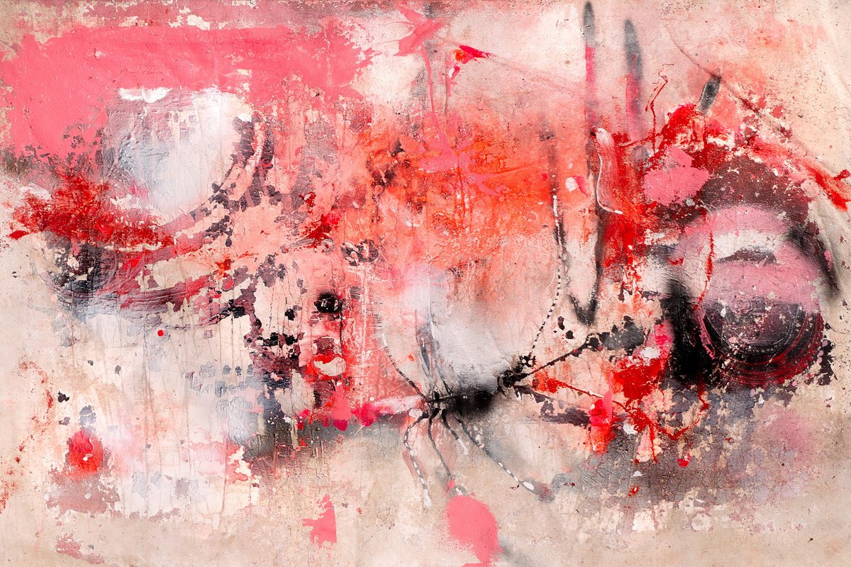 Organic Abstract Acrylic Painting By Adriano Ribeiro, 47 X 31, Passion Salad, Original Artwork