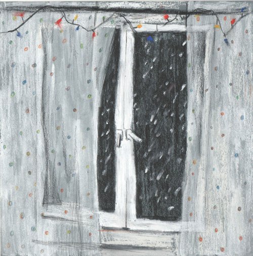 It's snowing outside the window. Snow day. Snow landscape by Natasha Voronchikhina