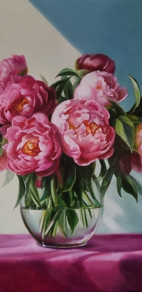 An armful of pink peonies. by Anna Bessonova (Kotelnik)