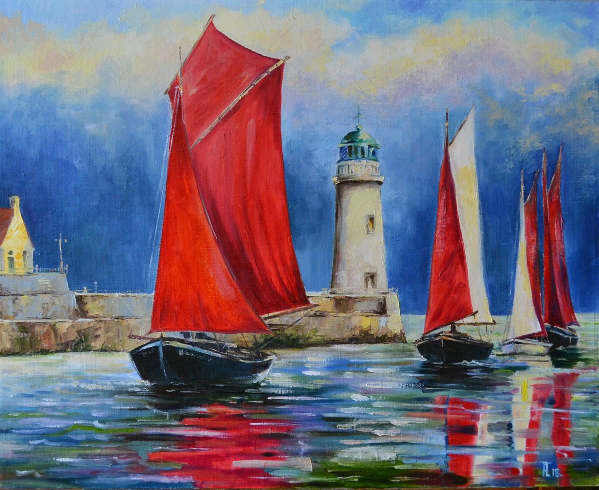 Regatta with scarlet sails by Tatyana Ambre