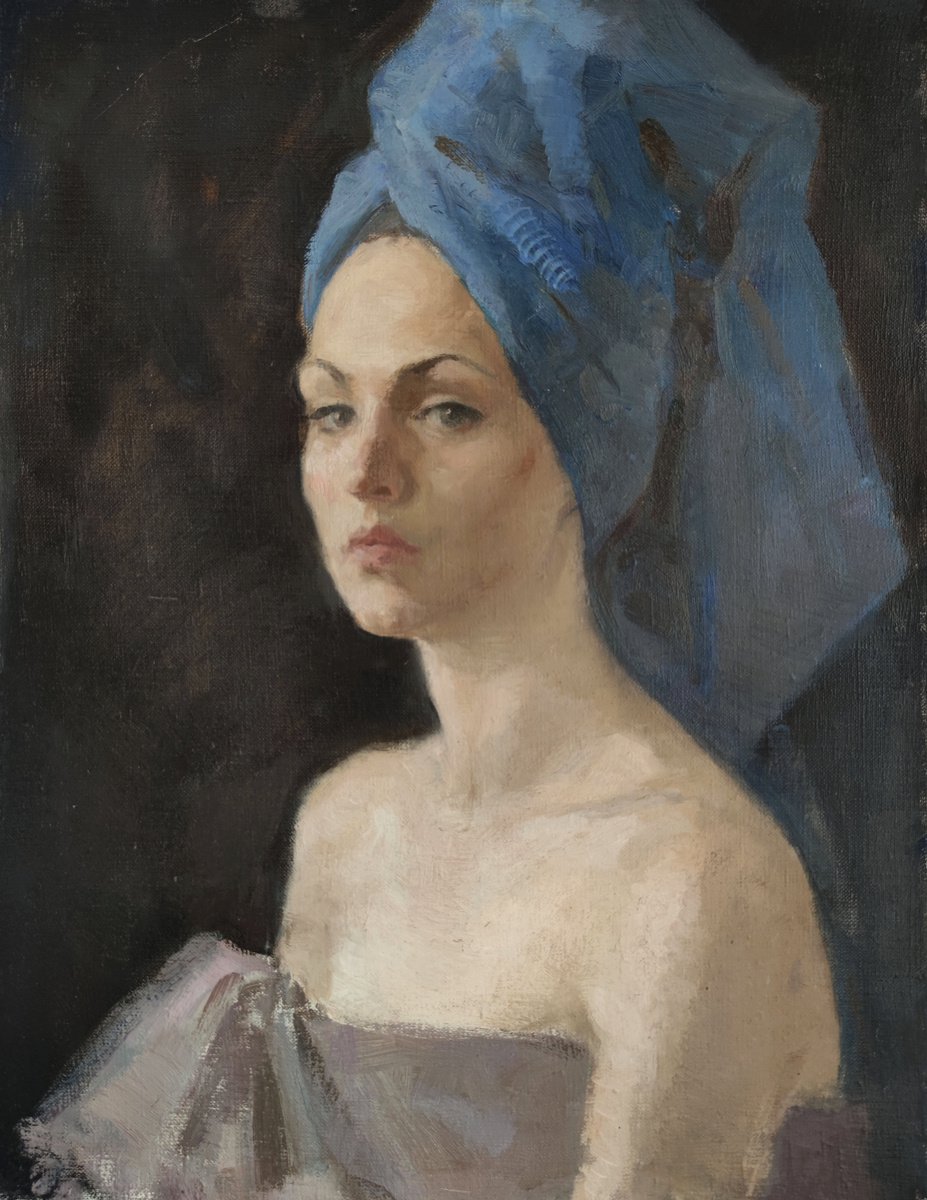 Portrait of a woman in blue by Maria Egorova
