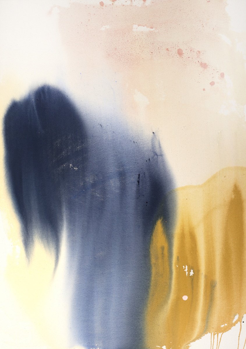 Organic Abstract Acrylic Painting By Melissa Mcgill, 24 X 36", Becomes Wind, Original Artwork