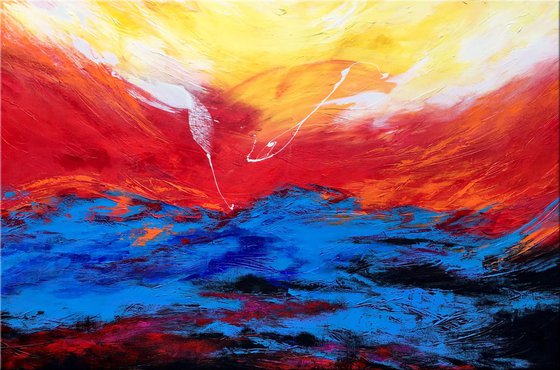 First Light - XL Large, Textured abstract art – Expressions of energy and light. READY TO HANG!