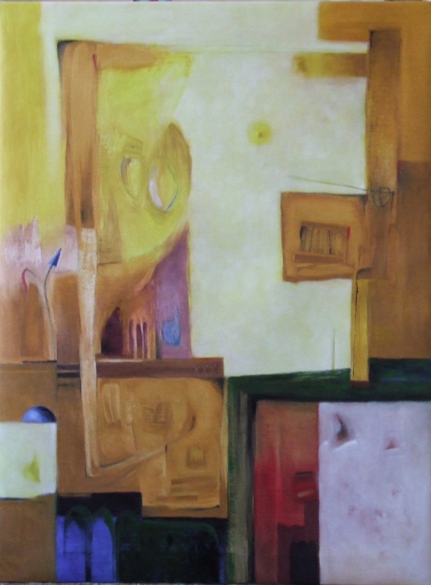 Expressive Abstract Oil Painting By Csaba Csendes, 24 X 31, Soul Shapes, Original Artwork