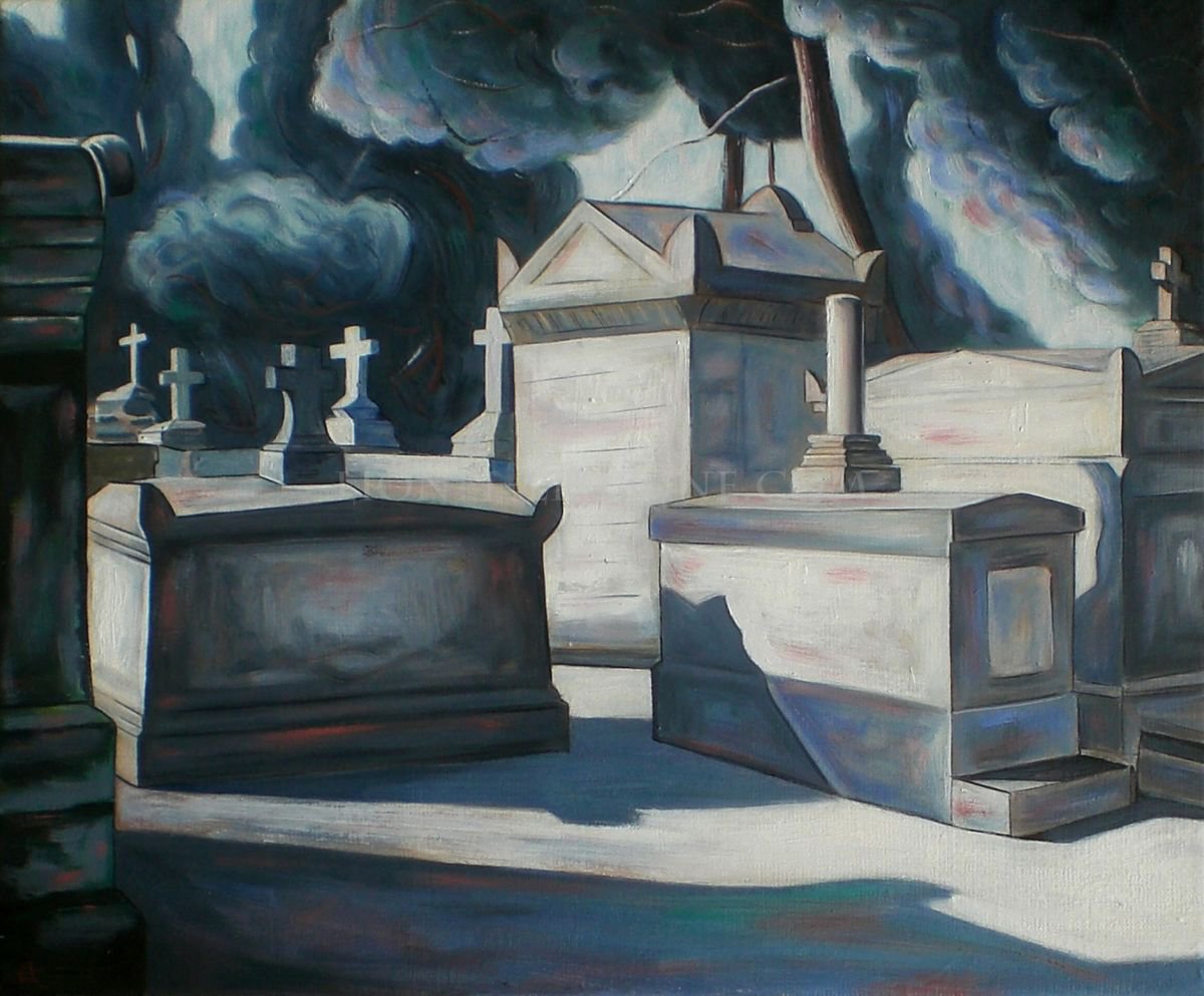 Oil painting on canvas, CEMETERY by Lionel Le Jeune