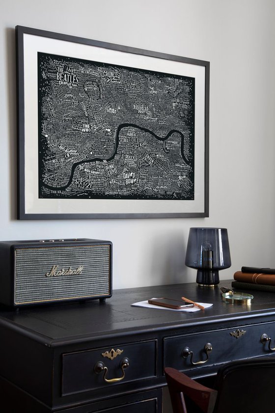 Music Map Of London (A2, Black)