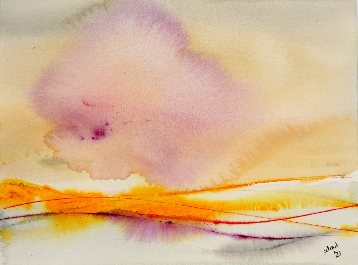 Abstract Watercolour By Jelena B, 12 X 9, Landscape 21-17, Original Artwork