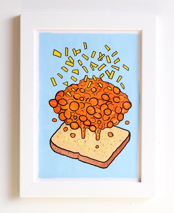 Beans on Toast Deconstructed - Pop Art Painting On A4 Paper