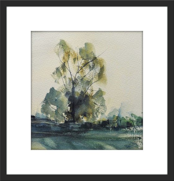 SUMMER TREE, Worcestershire. Original watercolour landscape painting.
