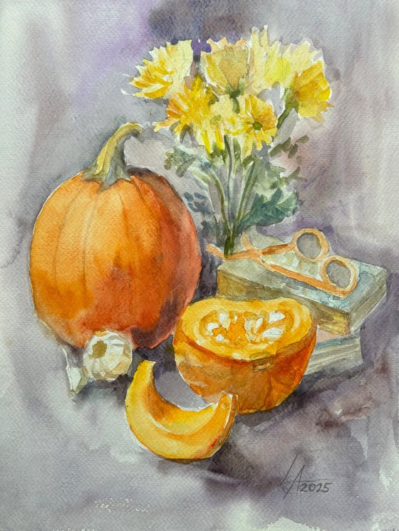 October still life with pumpkin