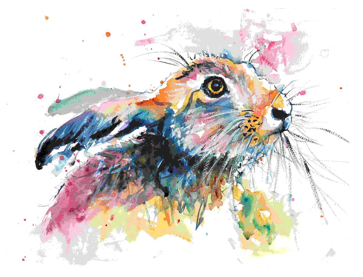 Expressive Animal Watercolour By Natalie Bowden, 16 X 12", Hare, Original Artwork