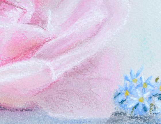 Pink Rose - Original Pastel Drawing