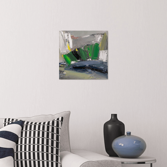 Abstract landscape(35x35cm, oil painting, palette knife)