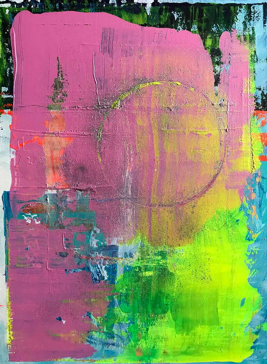 Impressionistic Abstract Acrylic Painting By Olga Melezhik, 20 X 28", New Moon, Original Artwork