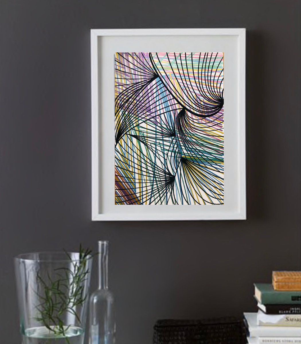Debut 48 - Abstract Optical Art - Black and Metallic by Elena Renaudiere