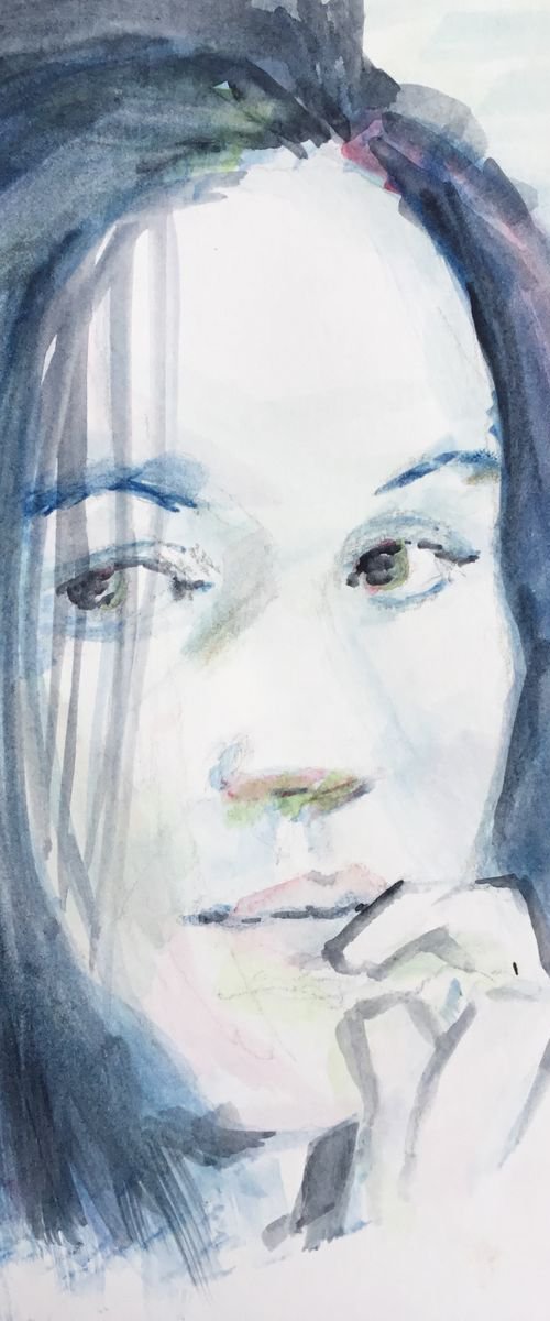 Watercolour portrait study by Dominique Dève