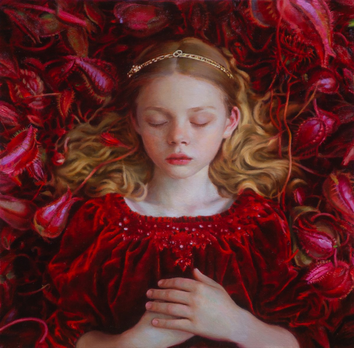 Impressionistic Portrait Oil Painting By Anastasia Borodina, 18 X 18, Sleeping Beauty - Original Oil Painting, Original Artwork