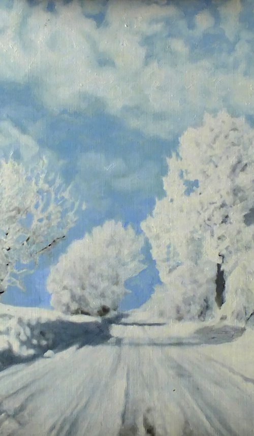 MICHAEL B. SKY, "Colors of Winter 3", original, oil, painting,UNIQUE ITEM by Michael B. Sky