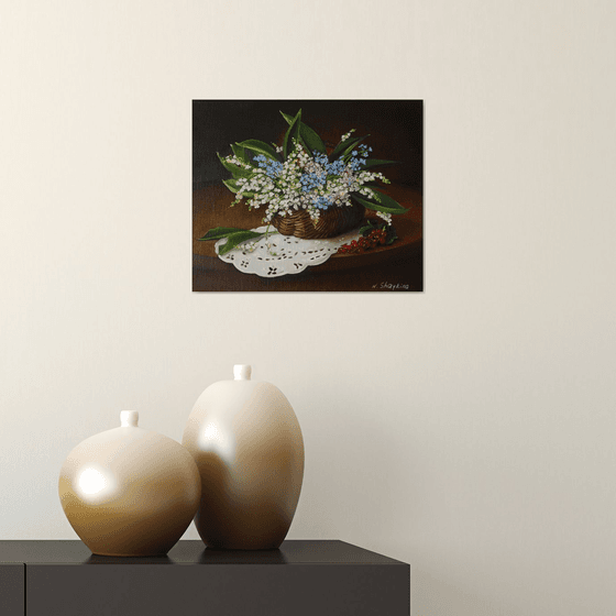 Lily of the Valley in Wicker Basket
