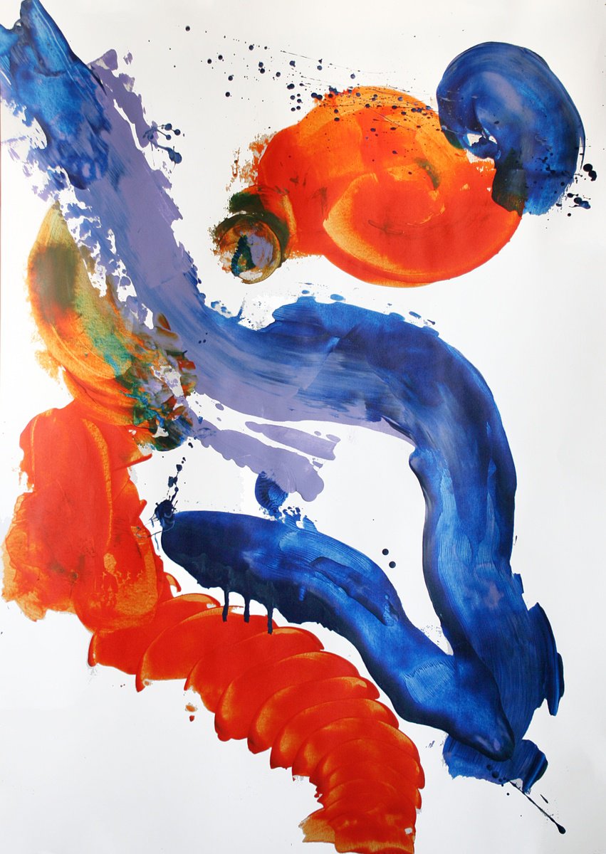 Expressive Abstract Acrylic Painting By Salana Art / Svetlana Samovarova, 24 X 34", Color Reflection 20234, Original Artwork