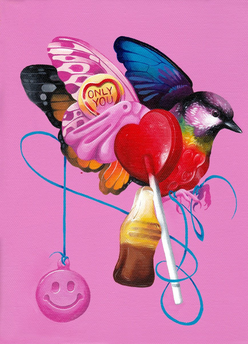 Urban And Pop Acrylic Painting , Hybrid Pink By Grey Cloud Studio, 7 X 9, Artwork For Sale On Artfinder