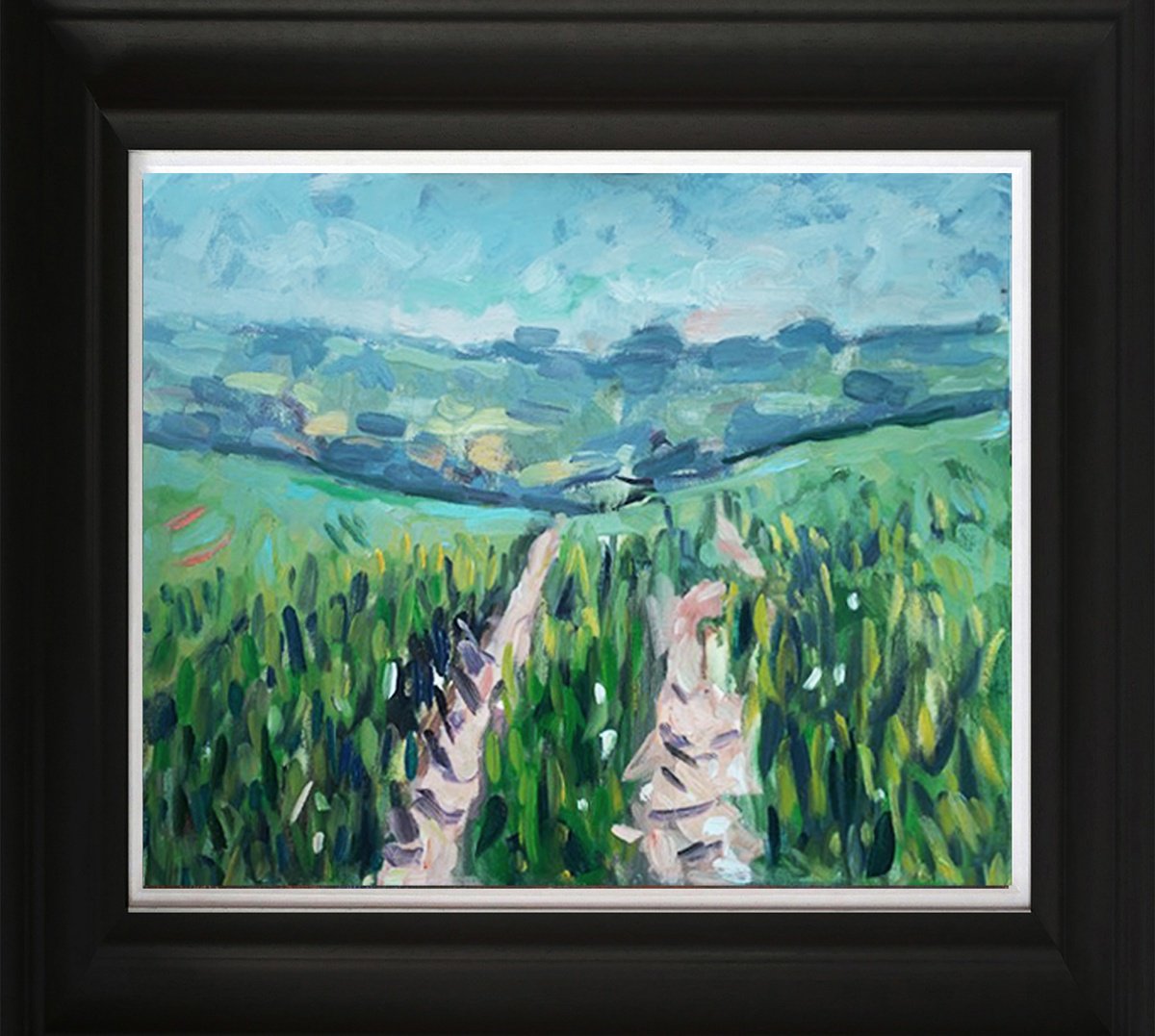 Impressionistic Landscape Oil Painting By Andre Pallat, 25 X 23, Field Near Slindon, Original Artwork