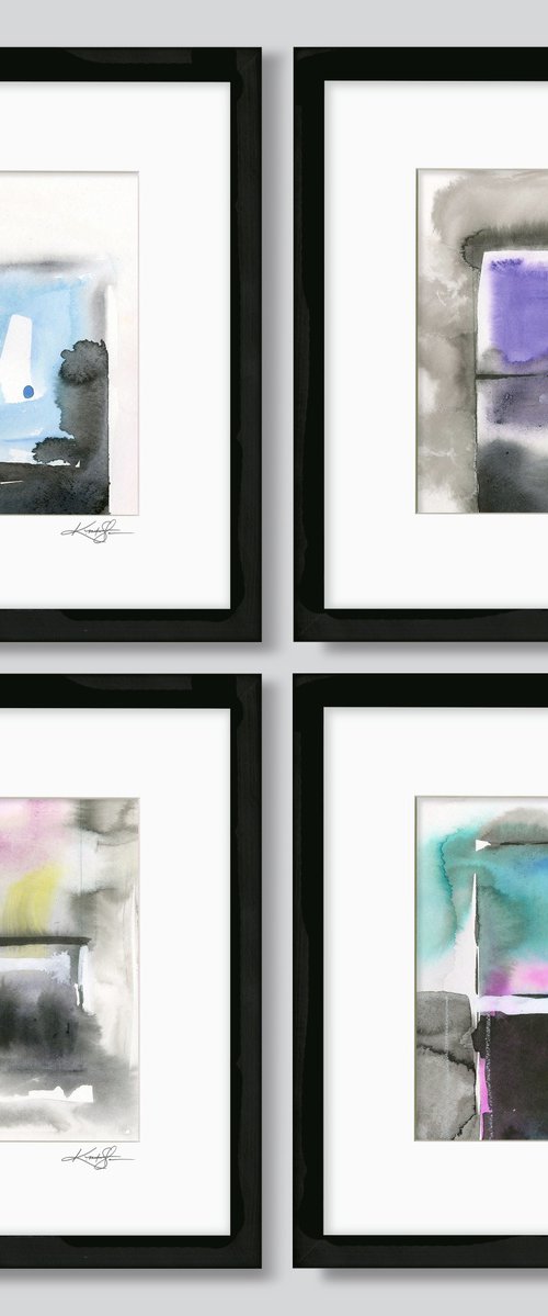 Meditations Collection 10 - 4 Framed Abstract Paintings by Kathy Morton Stanion