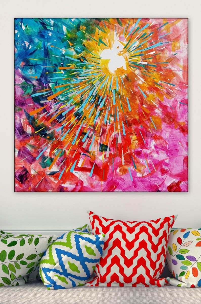 Expressive Abstract Acrylic Painting By Heather W. Ernst, 36 X 36, Free Ship Us | Alight, Original Artwork