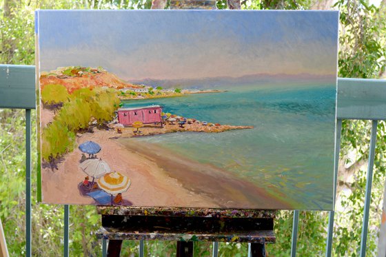 Beach with a Pink House