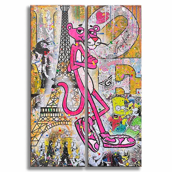 Pink Paris – Original Painting (Diptych)