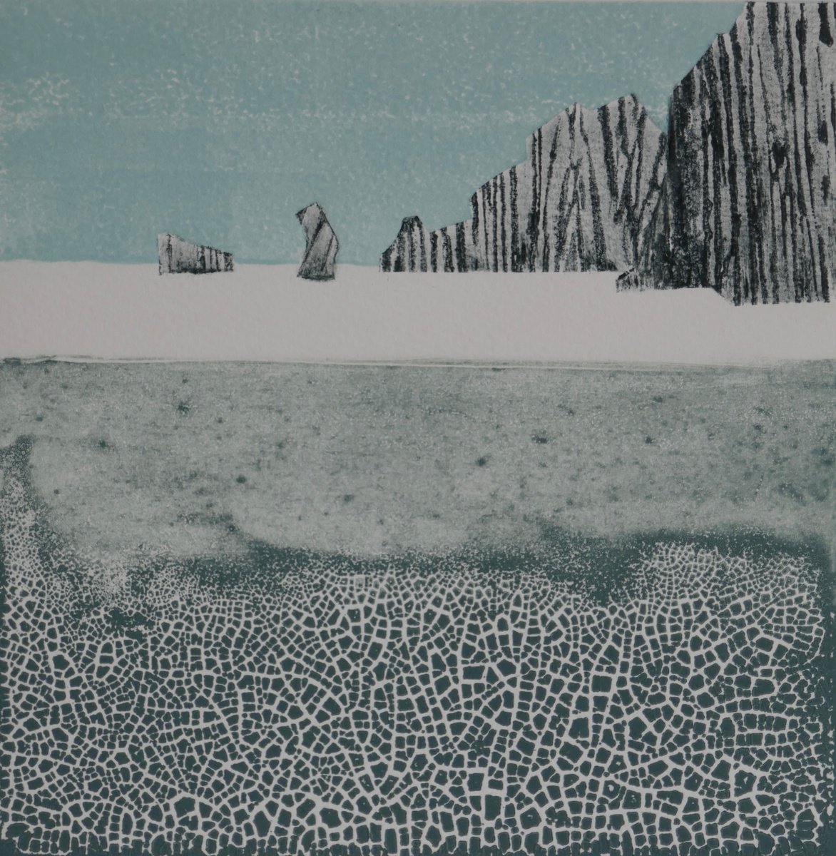 Impressionistic Landscape Limited Edition Print By Sue Roe, 9 X 9", Losing Ground, Original Artwork