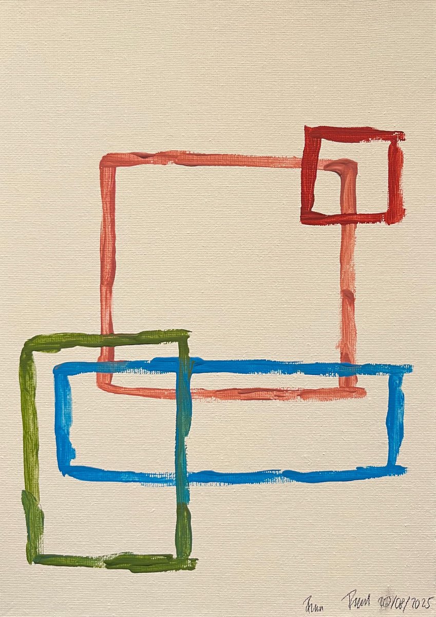 Geometric Abstract Acrylic Painting By Franz Friedel, 8 X 12, Boundaries Ix, Original Artwork