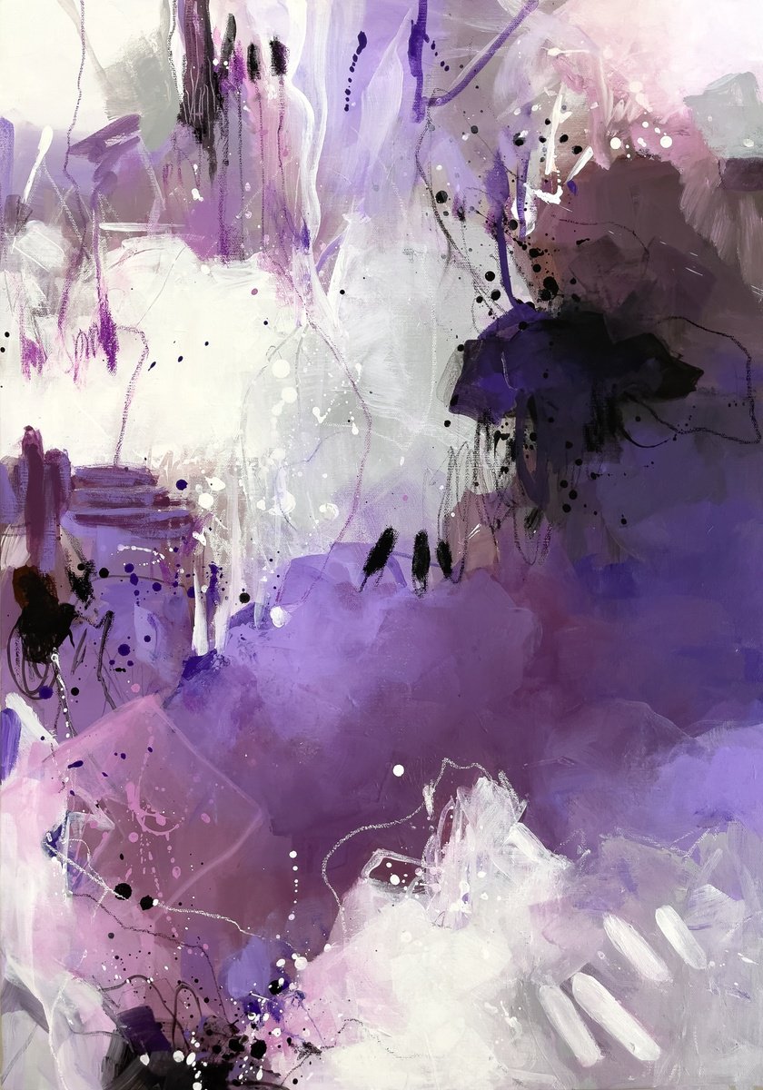 Expressive Abstract Acrylic Painting By Ines Khadraoui, 26 X 36, The Poets, Original Artwork