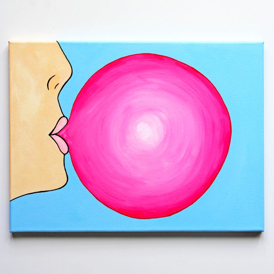 Pop! Bubble Gum Bubble Pop Art Painting On Canvas