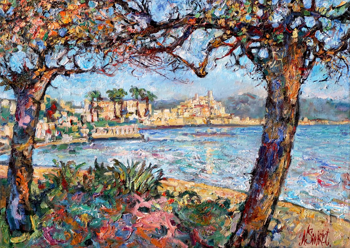 View Of Antibes By Nikifor Swiristuhin, 28 X 20, Artwork For Sale On Artfinder