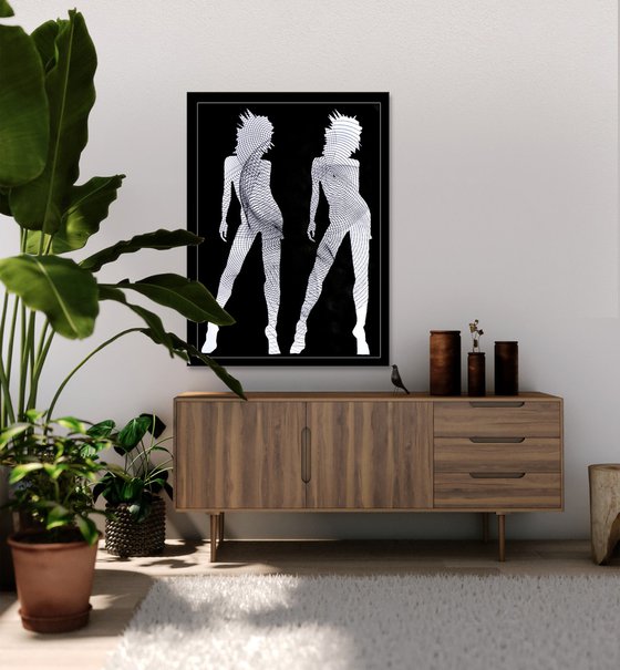 Vibrations Girls - Vibrations Mixed Media Modern New Contemporary Abstract Art