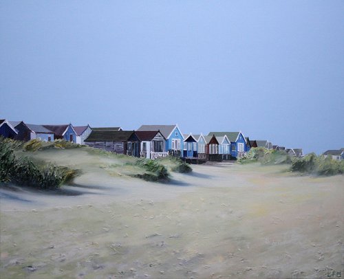 Beach Huts and Dunes by Linda Monk