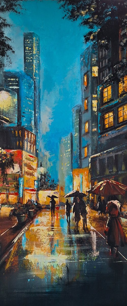 City Rain Reflections Urban by Natalia Langenberg