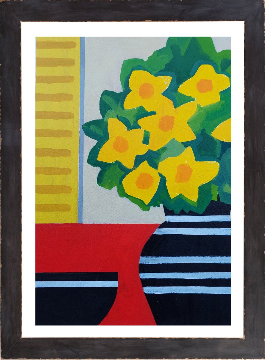 Daffodils in a Black Vase by Jan Rippingham