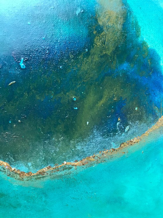 Turquoise blue ocean abstract painting