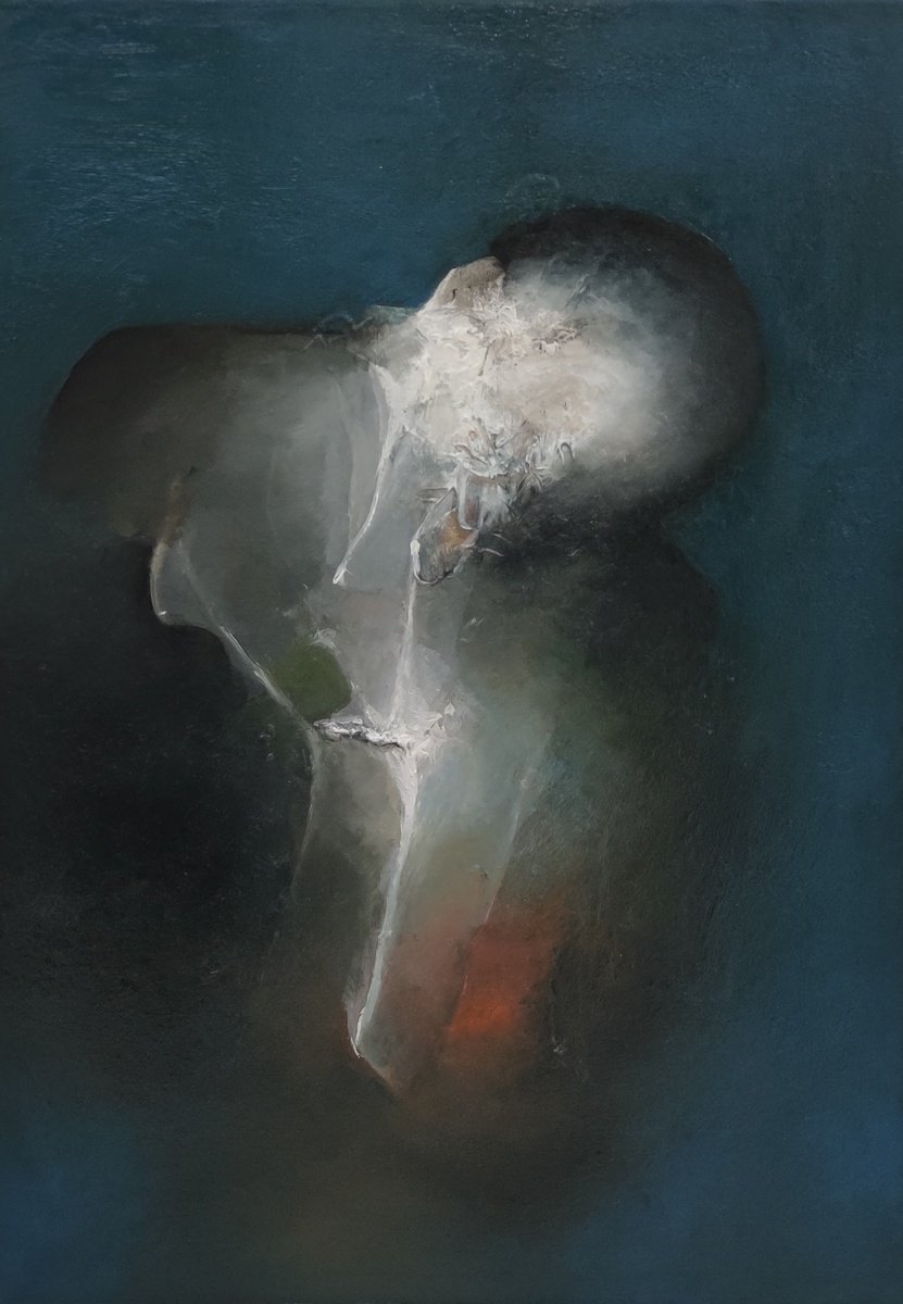 Abstract Portrait Oil Painting By Mladen Ilic, 20 X 28", Lumiere, Original Artwork