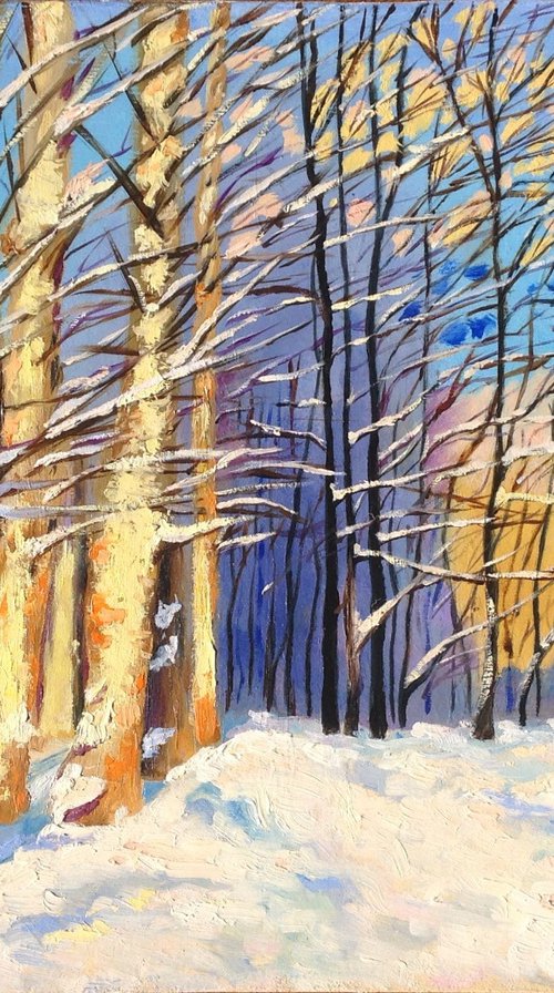 Poplars in the snow by Liubov Samoilova