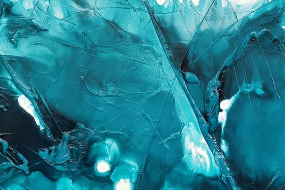 Oceans Rapture 190cm x 100cm Turquoise Textured Abstract Art