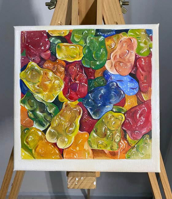 Gummy bears original oil painting