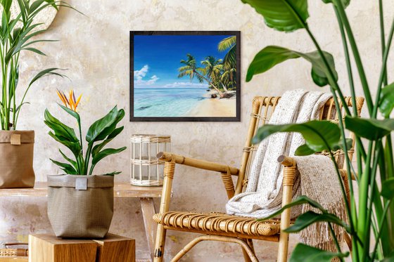 Tropical beach with palm trees